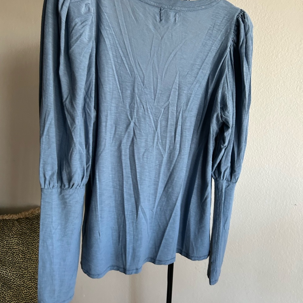 Nation LTD Slate Blue Long Sleeve V-Neck Top - Picture 6 of 7